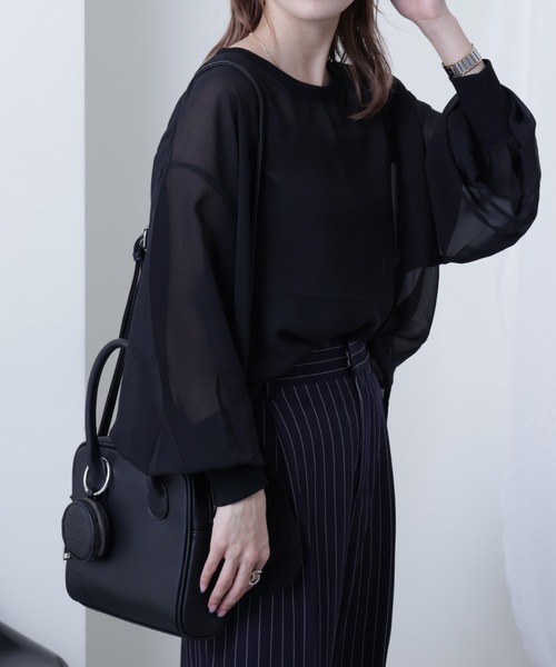 COLONY 2139（コロニートゥーワンスリーナイン）の「長袖シアートップス&キャミセット（Tシャツ/カットソー・レディース・ブラック/ブラウン/グレー/ブルー/アイボリー・FREE）」の2枚目の写真