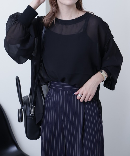 COLONY 2139（コロニートゥーワンスリーナイン）の「長袖シアートップス&キャミセット（Tシャツ/カットソー・レディース・ブラック/ブラウン/グレー/ブルー/アイボリー・FREE）」の14枚目の写真
