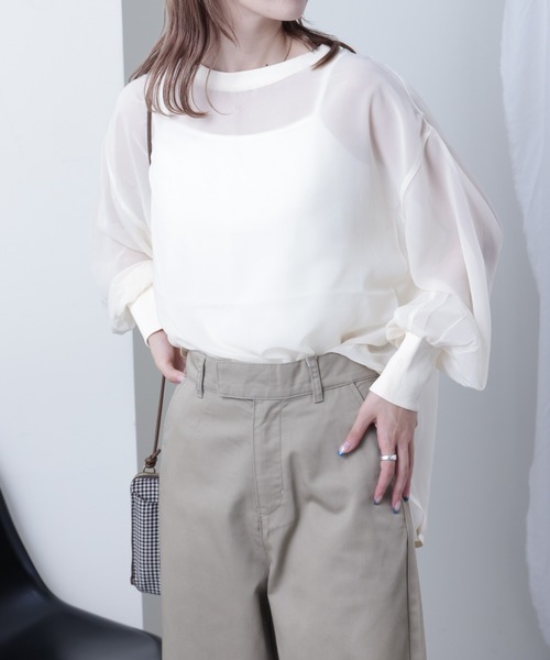 COLONY 2139（コロニートゥーワンスリーナイン）の「長袖シアートップス&キャミセット（Tシャツ/カットソー・レディース・ブラック/ブラウン/グレー/ブルー/アイボリー・FREE）」の6枚目の写真