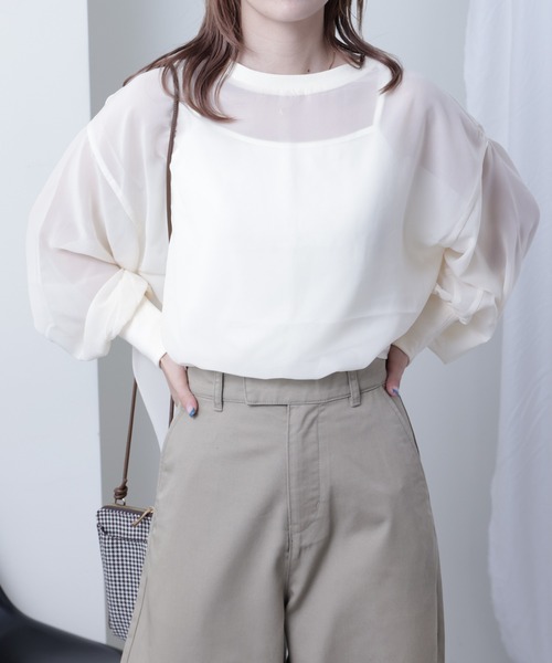 COLONY 2139（コロニートゥーワンスリーナイン）の「長袖シアートップス&キャミセット（Tシャツ/カットソー・レディース・ブラック/ブラウン/グレー/ブルー/アイボリー・FREE）」の8枚目の写真