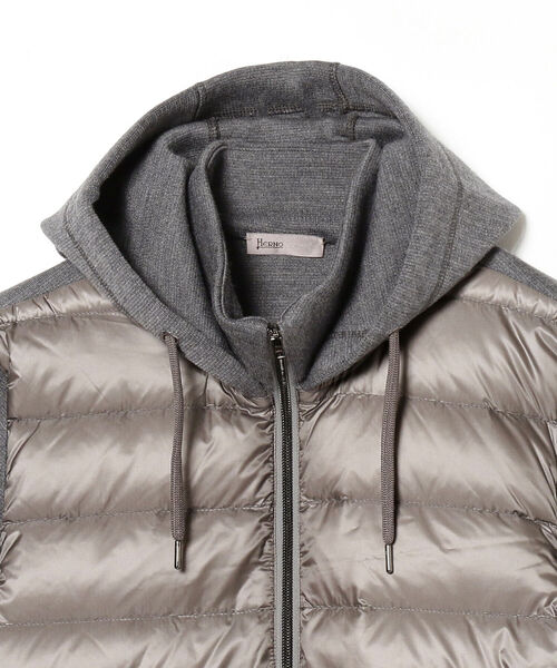 HERNO ナイロン × ウール フーデッド ダウンパーカー HERNO（ヘルノ）の「HERNO / ナイロン × ウールコットン フーデッド
