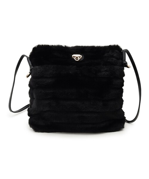 SHOO・LA・RUE（シューラルー）の「◆フェイクファーノットハンドルショルダーバッグ（ショルダーバッグ・レディース・ブラック系2/グレー系2/ブラウン系1/アイボリー系2/ベージュ系2・00）」の2枚目の写真