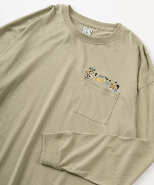 ビッグシルエット ポップイラスト ポケットイン刺繍 ロングスリーブtシャツ 長袖カットソー Tシャツ カットソー Make A Ray メイク ア レイ のファッション通販 Zozotown