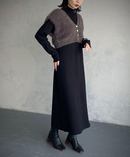 &g'aime（アンジェム）の「【&g’aime】2wayシャギーショートニットベスト（ベスト・レディース・グレー/チャコールグレー/ベージュ・FREE）」の12枚目の写真