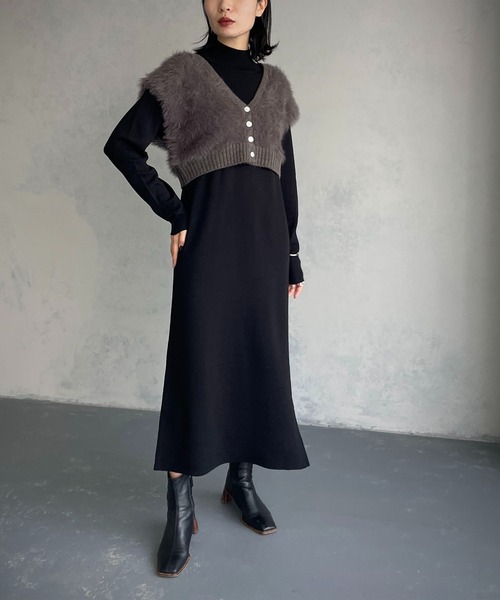 &g'aime（アンジェム）の「【&g’aime】2wayシャギーショートニットベスト（ベスト・レディース・グレー/チャコールグレー/ベージュ・FREE）」の10枚目の写真