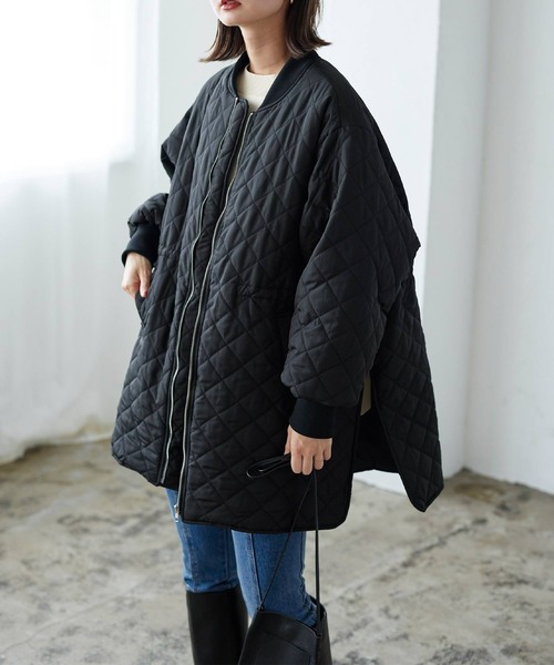 LIAN（リアン）の「ドロスト付きキルティングMA-1コート（ブルゾン・レディース・ブラック/カーキ/アイボリー・FREE）」の20枚目の写真