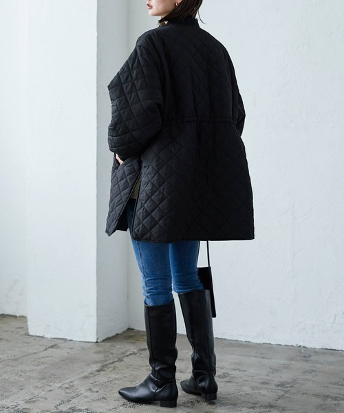 LIAN（リアン）の「ドロスト付きキルティングMA-1コート（ブルゾン・レディース・ブラック/カーキ/アイボリー・FREE）」の17枚目の写真