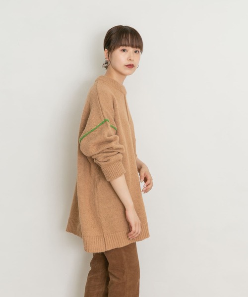 UR Lab.（アーバンリサーチラボ）の「配色ステッチビッグニット（ニット/セーター・レディース・ブルー/ベージュ/ネイビー・FREE）」の7枚目の写真