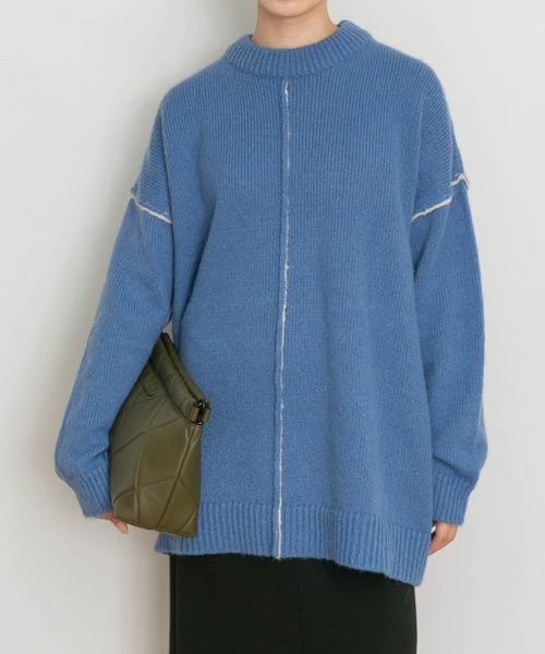 UR Lab.（アーバンリサーチラボ）の「配色ステッチビッグニット（ニット/セーター・レディース・ブルー/ベージュ/ネイビー・FREE）」の17枚目の写真