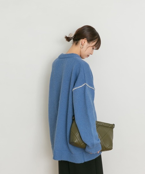 UR Lab.（アーバンリサーチラボ）の「配色ステッチビッグニット（ニット/セーター・レディース・ブルー/ベージュ/ネイビー・FREE）」の18枚目の写真