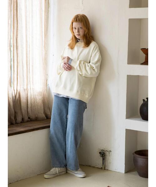 koe(コエ)の「ヴィンテージライクジェンダーレス裏起毛トレーナー(スウェット・レディース・ブルー/カーキ/アイボリー/チャコールグレー・L/S/M)」の18枚目の写真