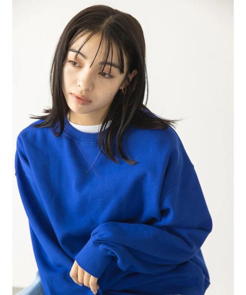 koe(コエ)の「ヴィンテージライクジェンダーレス裏起毛トレーナー(スウェット・レディース・ブルー/カーキ/アイボリー/チャコールグレー・L/S/M)」の4枚目の写真