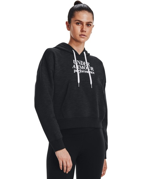 【セール】UAエッセンシャル スクリプト フリース プルオーバー フーディー（トレーニング/レディース）（スウェット）｜UNDER ARMOUR（アンダーアーマー）