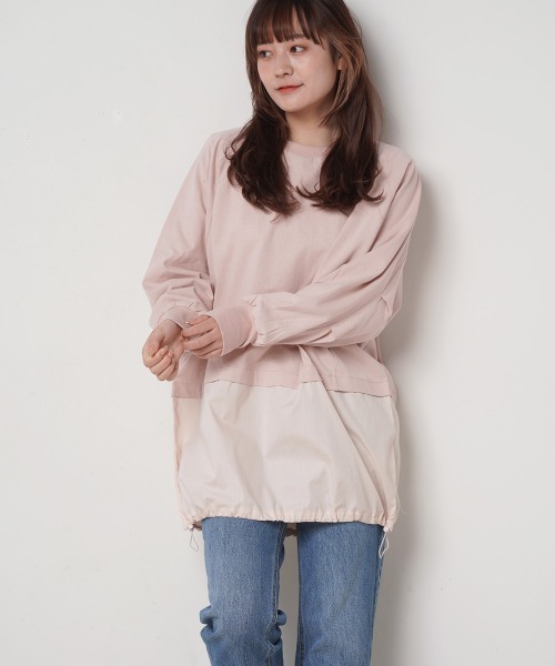 LUPILIEN（ルピリアン）の「ピーチ起毛裾ラウンドドッキングトップス（Tシャツ/カットソー・レディース・チャコールグレー/ピンク/オフホワイト・FREE）」の3枚目の写真