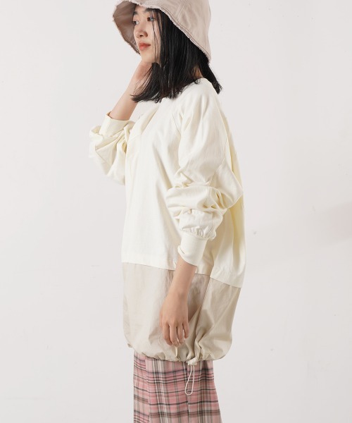 LUPILIEN（ルピリアン）の「ピーチ起毛裾ラウンドドッキングトップス（Tシャツ/カットソー・レディース・チャコールグレー/ピンク/オフホワイト・FREE）」の12枚目の写真