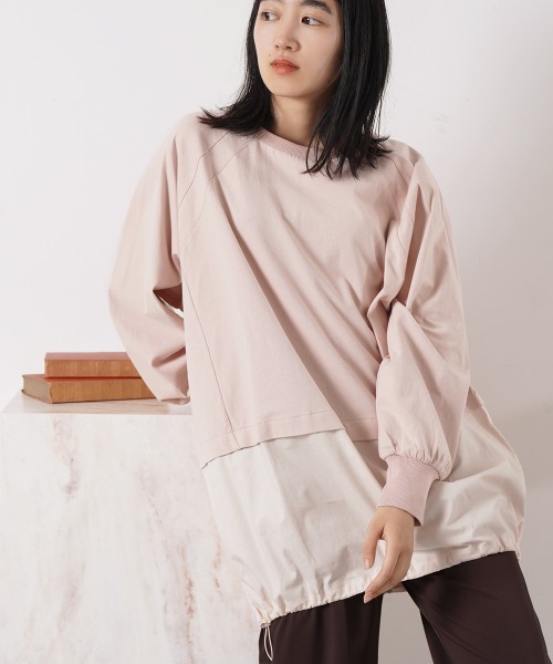 LUPILIEN（ルピリアン）の「ピーチ起毛裾ラウンドドッキングトップス（Tシャツ/カットソー・レディース・チャコールグレー/ピンク/オフホワイト・FREE）」の22枚目の写真
