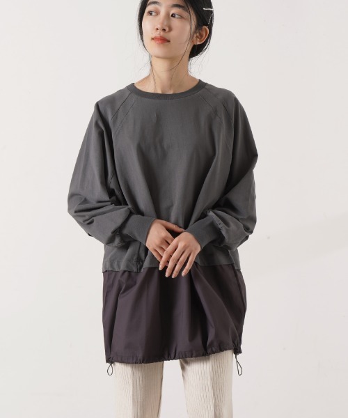 LUPILIEN（ルピリアン）の「ピーチ起毛裾ラウンドドッキングトップス（Tシャツ/カットソー・レディース・チャコールグレー/ピンク/オフホワイト・FREE）」の15枚目の写真