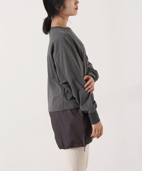 LUPILIEN（ルピリアン）の「ピーチ起毛裾ラウンドドッキングトップス（Tシャツ/カットソー・レディース・チャコールグレー/ピンク/オフホワイト・FREE）」の20枚目の写真
