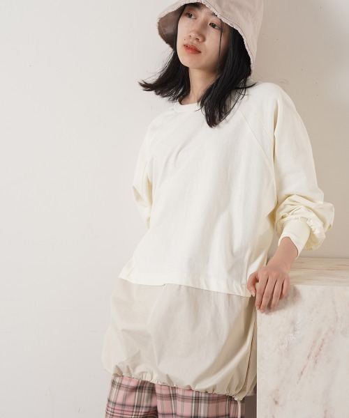 LUPILIEN（ルピリアン）の「ピーチ起毛裾ラウンドドッキングトップス（Tシャツ/カットソー・レディース・チャコールグレー/ピンク/オフホワイト・FREE）」の7枚目の写真