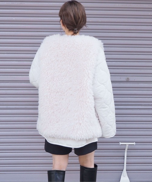 tiptop（ティップトップ）の「ファーベスト×キルティングブルゾンSET（ブルゾン・レディース・アイボリー/カーキ/ブラック/ホワイト系その他/ブラック系その他・FREE）」の11枚目の写真