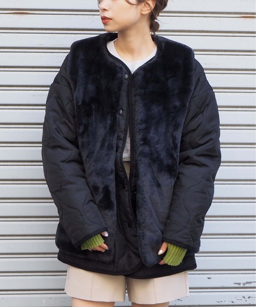 tiptop（ティップトップ）の「ファーベスト×キルティングブルゾンSET（ブルゾン・レディース・アイボリー/カーキ/ブラック/ホワイト系その他/ブラック系その他・FREE）」の12枚目の写真