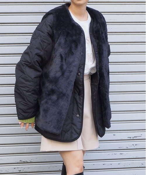 tiptop（ティップトップ）の「ファーベスト×キルティングブルゾンSET（ブルゾン・レディース・アイボリー/カーキ/ブラック/ホワイト系その他/ブラック系その他・FREE）」の15枚目の写真