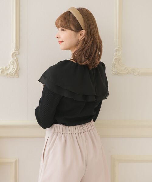 ems excite（エムズエキサイト）の「フリルテレコCT（Tシャツ/カットソー・レディース・ナチュラル/ブラック/ピンク・FREE）」の18枚目の写真