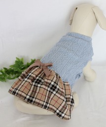 犬服アランニットとロイヤルチェックのデザインワンピース袖付き見本 70031738b_b_02_215.jpg