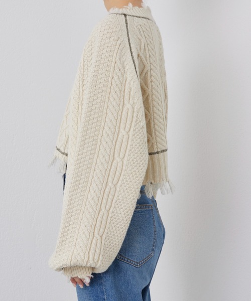 etsinta（エシンタ）の「【etsinta/エシンタ】フィッシャーマンカットオフボレロ（カーディガン/ボレロ・レディース・グレー/オフホワイト・ONE SIZE）」の22枚目の写真
