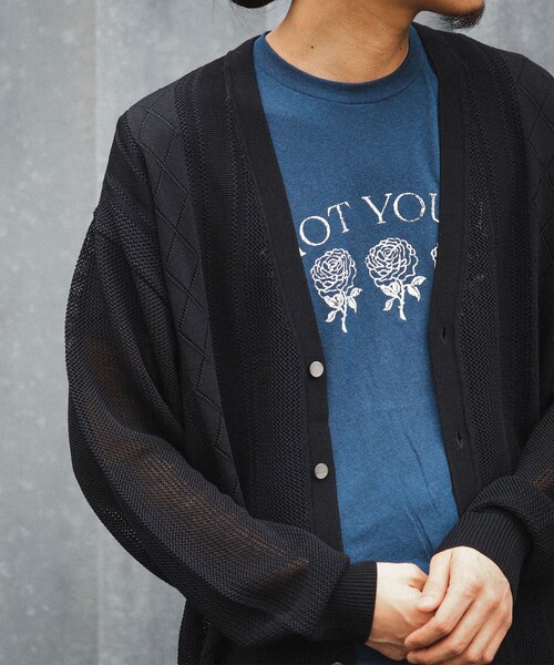 BEAMS（ビームス）の「BEAMS / 12ゲージ メッシュ カーディガン（カーディガン/ボレロ・メンズ・ブラック/グリーン/イエロー・S/M/L/XL）」の7枚目の写真
