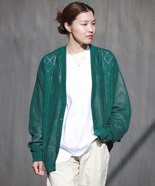 BEAMS（ビームス）の「BEAMS / 12ゲージ メッシュ カーディガン（カーディガン/ボレロ・メンズ・ブラック/グリーン/イエロー・S/M/L/XL）」の3枚目の写真