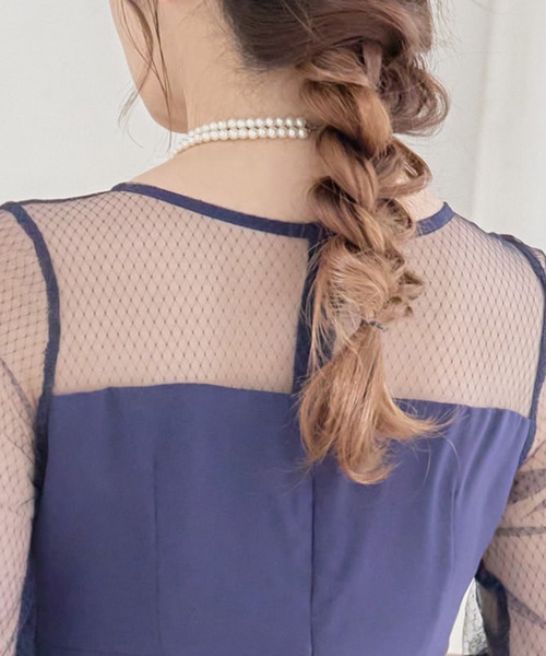 Retica（レティカ）の「[CLOSED] パーティードレス 二次会 パンツスタイル 刺繍 チュールレース 七分袖 シフォン ワイドパンツ 大きいサイズ 20代 30代 お呼ばれ 結婚式 パンツドレス（パンツドレス・レディース・ブラック/グレー/ワインレッド/ネイビー・S/M/L/XL/XXL）」の22枚目の写真