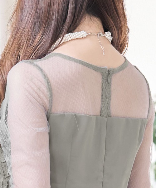 Retica（レティカ）の「[CLOSED] パーティードレス 二次会 パンツスタイル 刺繍 チュールレース 七分袖 シフォン ワイドパンツ 大きいサイズ 20代 30代 お呼ばれ 結婚式 パンツドレス（パンツドレス・レディース・ブラック/グレー/ワインレッド/ネイビー・S/M/L/XL/XXL）」の17枚目の写真