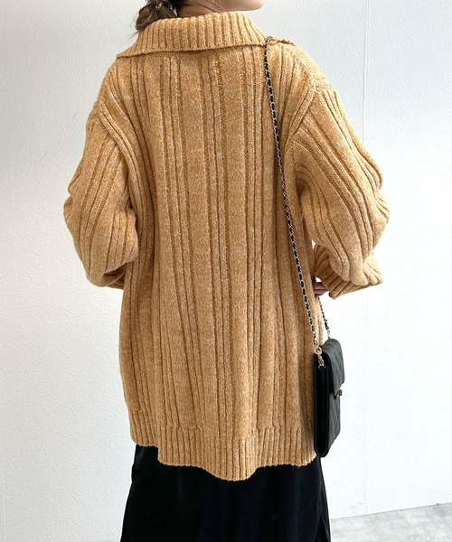 w closet(ダブルクローゼット)の「ハーフジップニットプルオーバー(カーディガン/ボレロ・レディース・オレンジ/サックスブルー/ベージュ・FREE)」の18枚目の写真