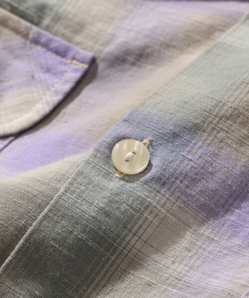 BEAMS（ビームス）の「BEAMS / オンブレチェック ルーズフィット オープンカラーシャツ（シャツ/ブラウス・メンズ・ベージュ/ブルー/オリーブ・M/XL/S/L）」の8枚目の写真