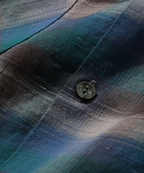 BEAMS（ビームス）の「BEAMS / オンブレチェック ルーズフィット オープンカラーシャツ（シャツ/ブラウス・メンズ・ベージュ/ブルー/オリーブ・M/XL/S/L）」の15枚目の写真