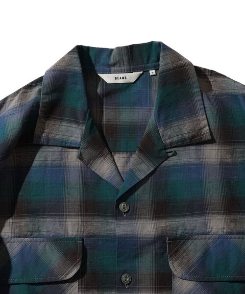 BEAMS（ビームス）の「BEAMS / オンブレチェック ルーズフィット オープンカラーシャツ（シャツ/ブラウス・メンズ・ベージュ/ブルー/オリーブ・M/XL/S/L）」の16枚目の写真