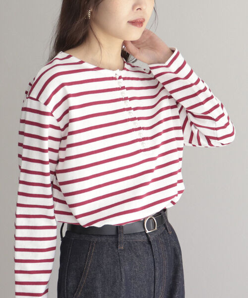 fredy emue（フレディエミュ）の「ボーダーパールボタンヘンリープルオーバー（Tシャツ/カットソー・レディース・ブルー系その他3/ブラック系その他/レッド系その他/ブルー系その他・38）」の21枚目の写真