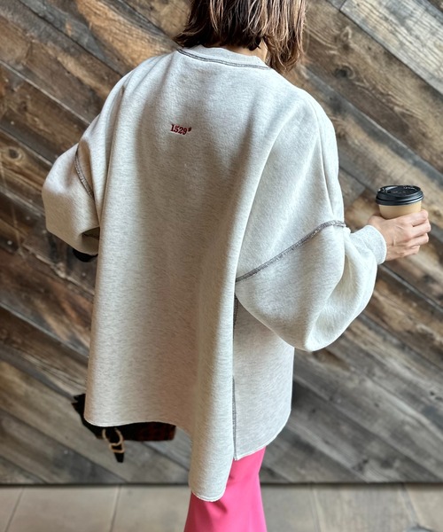 mi via loca（ミヴィアロカ）の「ウラケ裏起毛 ロゴ刺繍 オーバーサイズ スウェット（スウェット・レディース・ブラウン/ブラック/ブルーグリーン/オートミール/ブラック系その他・FREE）」の22枚目の写真
