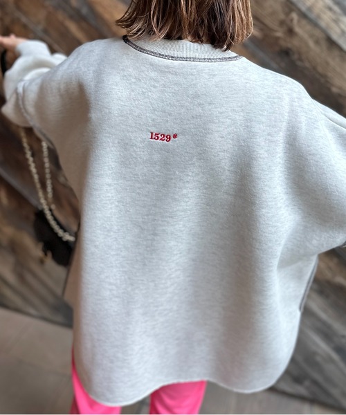 mi via loca（ミヴィアロカ）の「ウラケ裏起毛 ロゴ刺繍 オーバーサイズ スウェット（スウェット・レディース・ブラウン/ブラック/ブルーグリーン/オートミール/ブラック系その他・FREE）」の18枚目の写真