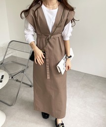 GeeRA | ベルト付Ｖネックジャンスカ(ジャンパースカート)