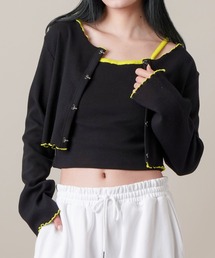 SPINNS | 【セットアイテム】メロー配色カーディガン＋キャミソール(カーディガン/ボレロ)