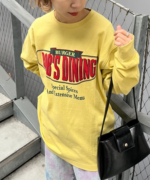 CIAOPANIC(チャオパニック)の「フロントロゴビッグロンT/USAコットン(Tシャツ/カットソー・レディース・チャコールグレー/イエロー/ホワイト・FREE)」の11枚目の写真
