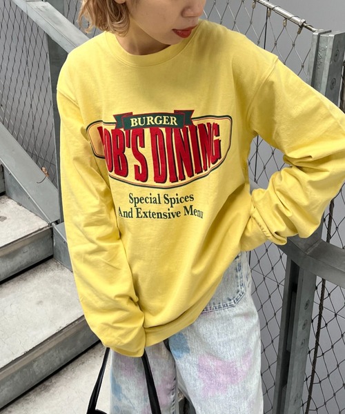 CIAOPANIC(チャオパニック)の「フロントロゴビッグロンT/USAコットン(Tシャツ/カットソー・レディース・チャコールグレー/イエロー/ホワイト・FREE)」の13枚目の写真