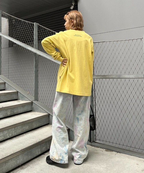 CIAOPANIC(チャオパニック)の「フロントロゴビッグロンT/USAコットン(Tシャツ/カットソー・レディース・チャコールグレー/イエロー/ホワイト・FREE)」の10枚目の写真