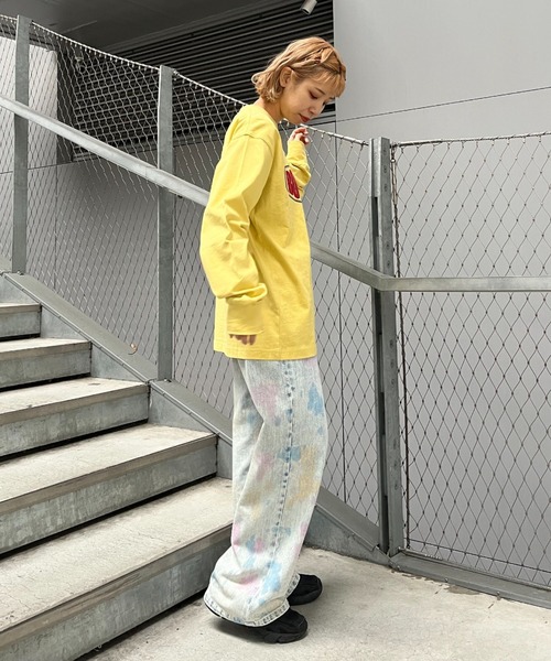 CIAOPANIC(チャオパニック)の「フロントロゴビッグロンT/USAコットン(Tシャツ/カットソー・レディース・チャコールグレー/イエロー/ホワイト・FREE)」の9枚目の写真