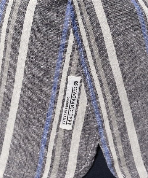 OUTLET（アウトレット）の「【CIAOPANIC TYPY】綿麻マルチストライプ7分シャツ（シャツ/ブラウス・メンズ・グレー/ネイビー・SMALL/LARGE/MEDIUM）」の11枚目の写真