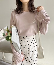 one after another NICE CLAUP | ブローチセットベルスリーブニット　2023SS(ニット/セーター)