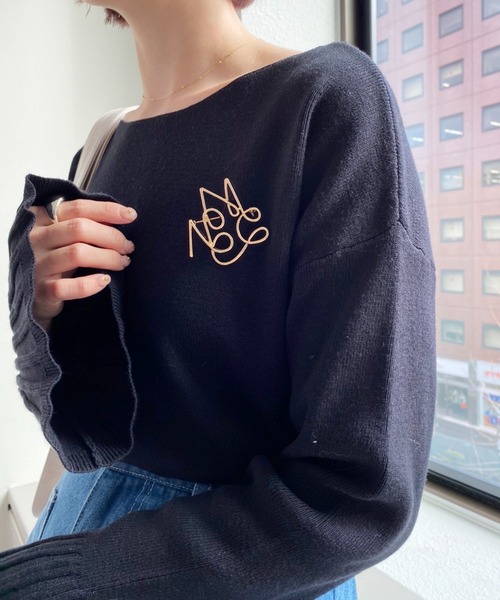 one after another NICE CLAUP(ワンアフターアナザーナイスクラップ)の「ブローチセットベルスリーブニット 2023SS(ニット/セーター・レディース・ブラック/アイボリー/ライトグレー/ピンク/ホワイト系その他・FREE)」の18枚目の写真