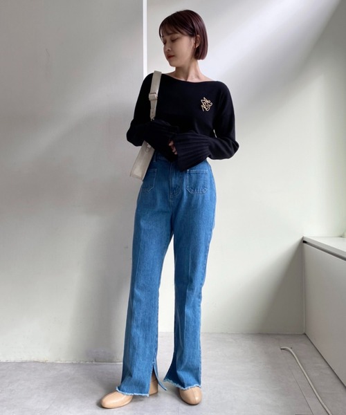 one after another NICE CLAUP(ワンアフターアナザーナイスクラップ)の「ブローチセットベルスリーブニット 2023SS(ニット/セーター・レディース・ブラック/アイボリー/ライトグレー/ピンク/ホワイト系その他・FREE)」の15枚目の写真